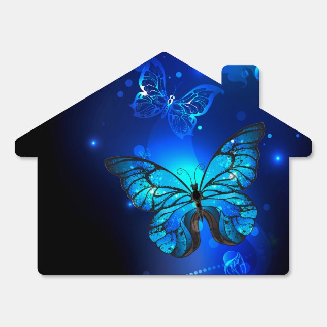 Morpho Butterfly in the Dark Background Sign (Front)
