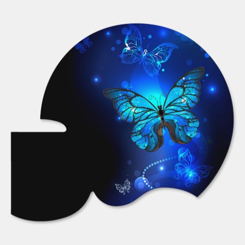 Morpho Butterfly in the Dark Background Sign