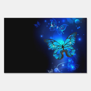 Morpho Butterfly in the Dark Background Sign