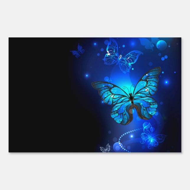Morpho Butterfly in the Dark Background Sign (Front)