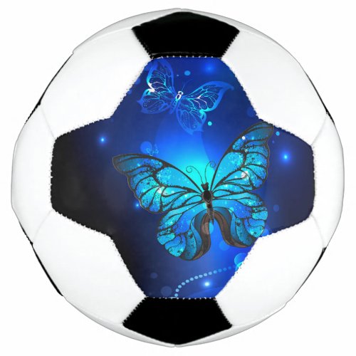 Morpho Butterfly in the Dark Background Soccer Ball