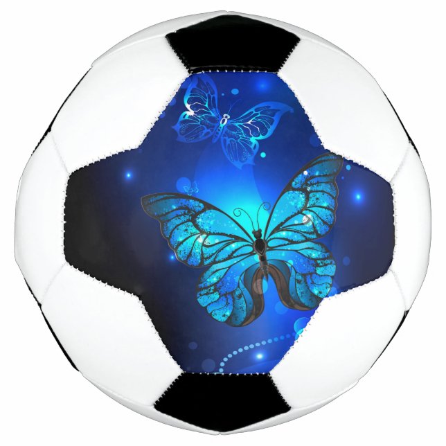 Morpho Butterfly in the Dark Background Soccer Ball (Front)