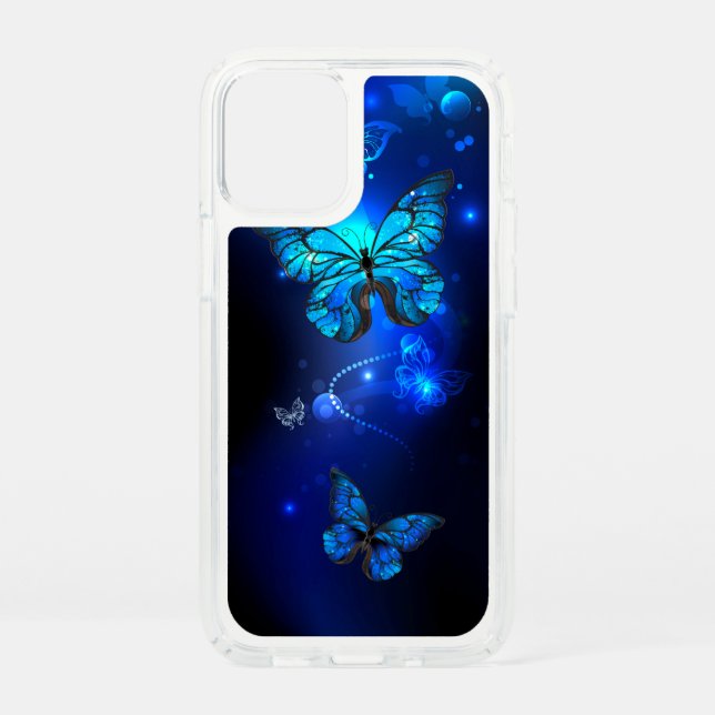 Morpho Butterfly in the Dark Background Speck iPhone 12 Mini Case (Front)
