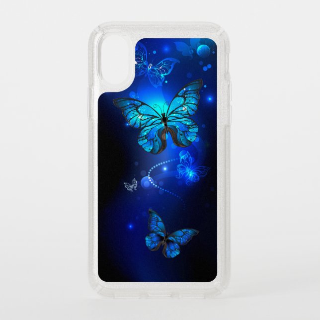 Morpho Butterfly in the Dark Background Speck iPhone XS Case (Front)