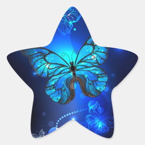 Morpho Butterfly in the Dark Background Star Sticker