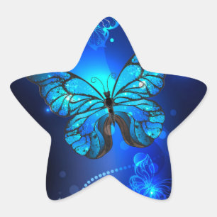 Morpho Butterfly in the Dark Background Star Sticker