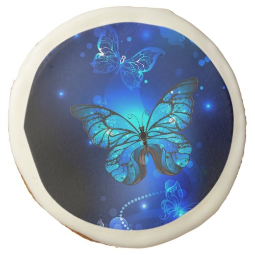 Morpho Butterfly in the Dark Background Sugar Cookie