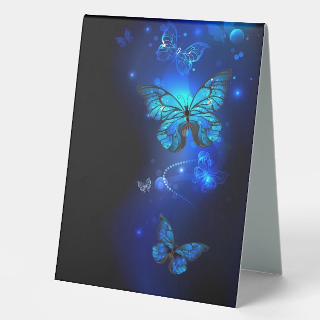 Morpho Butterfly in the Dark Background Table Tent (Front)