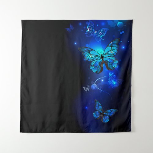 Morpho Butterfly in the Dark Background Tapestry