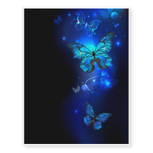 Morpho Butterfly in the Dark Background Temporary Tattoos