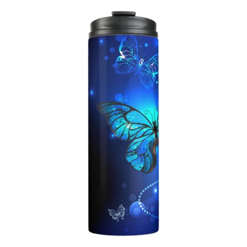Morpho Butterfly in the Dark Background Thermal Tumbler