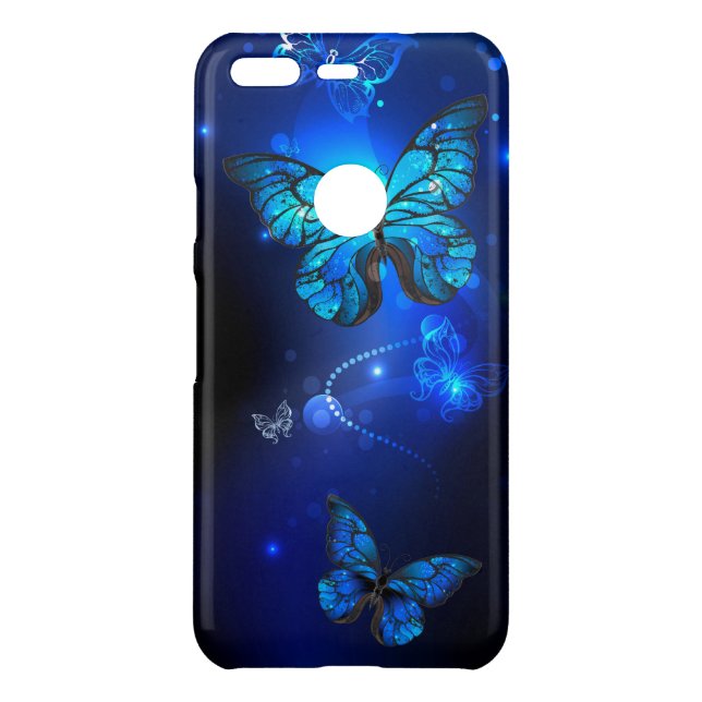 Morpho Butterfly in the Dark Background Uncommon Google Pixel Case (Back)