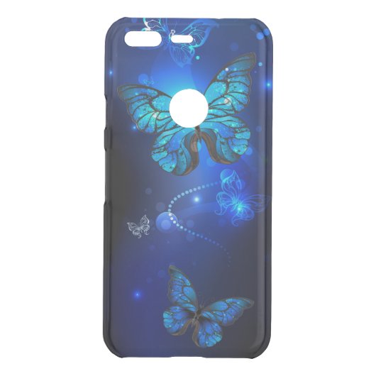 Morpho Butterfly in the Dark Background Uncommon Google Pixel Case (Back)