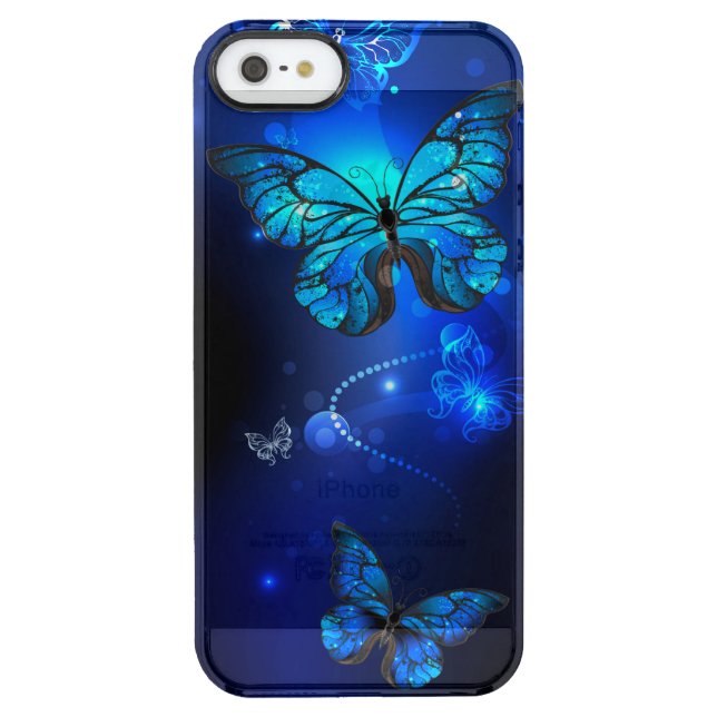 Morpho Butterfly in the Dark Background Uncommon iPhone Case (Back)