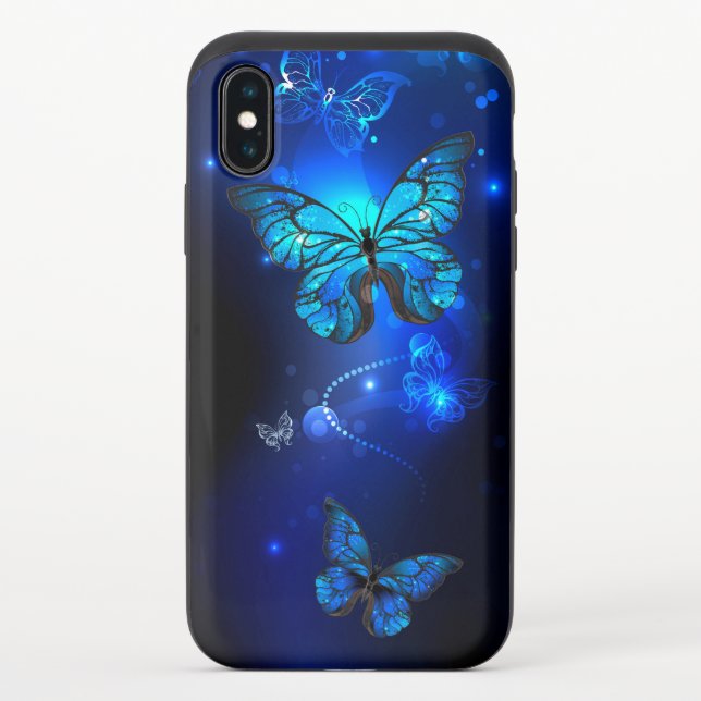 Morpho Butterfly in the Dark Background Uncommon iPhone Case (Back)