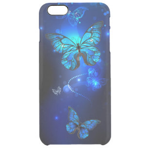 Morpho Butterfly in the Dark Background Clear iPhone 6 Plus Case