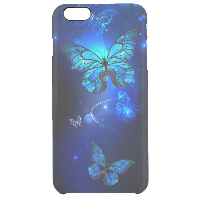 Morpho Butterfly in the Dark Background Uncommon iPhone Case (Back)