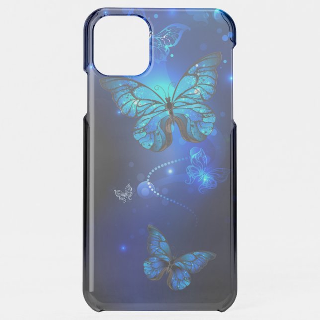 Morpho Butterfly in the Dark Background Uncommon iPhone Case (Back)