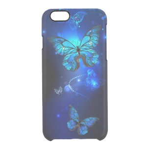 Morpho Butterfly in the Dark Background Clear iPhone 6/6S Case