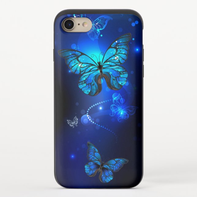 Morpho Butterfly in the Dark Background Uncommon iPhone Case (Back)