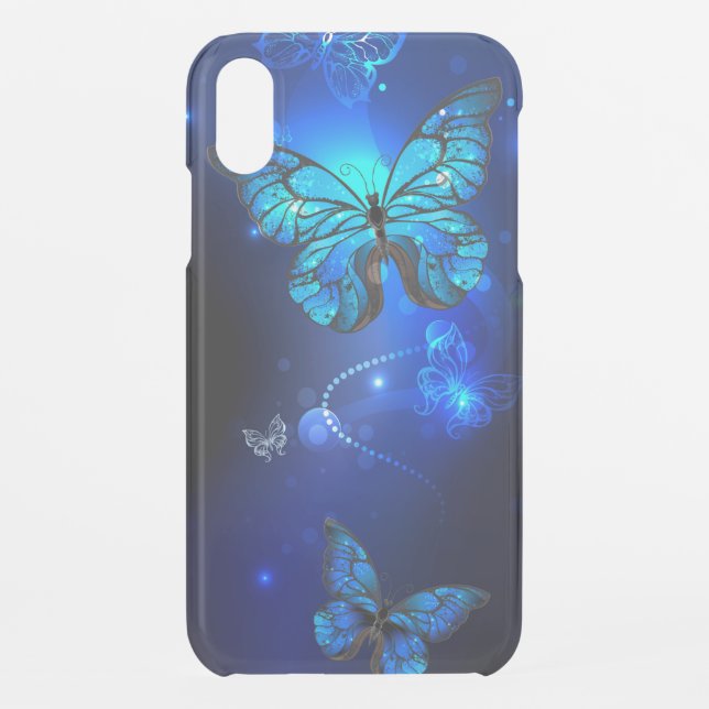 Morpho Butterfly in the Dark Background Uncommon iPhone Case (Back)