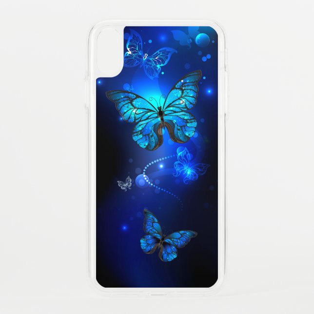 Morpho Butterfly in the Dark Background Uncommon iPhone Case (Back)