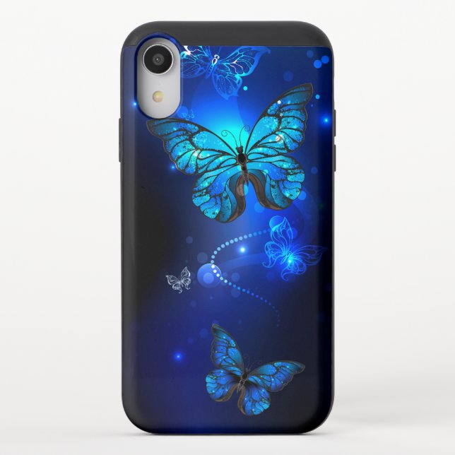 Morpho Butterfly in the Dark Background Uncommon iPhone Case (Back)