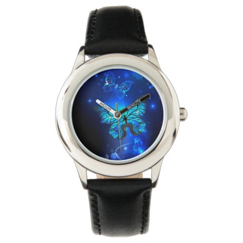 Morpho Butterfly in the Dark Background Watch