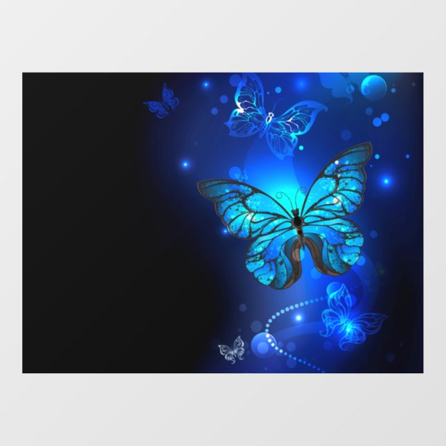 Morpho Butterfly in the Dark Background Window Cling (Sheet)
