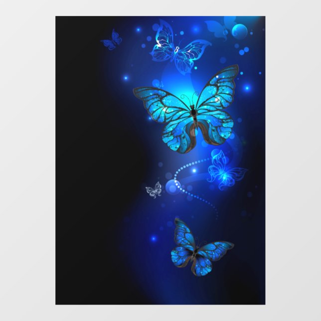 Morpho Butterfly in the Dark Background Window Cling (Sheet)