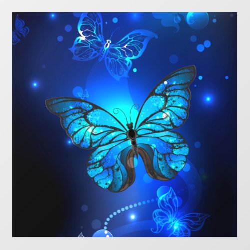 Morpho Butterfly in the Dark Background Window Cling