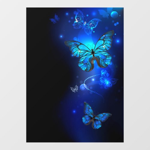 Morpho Butterfly in the Dark Background Window Cling