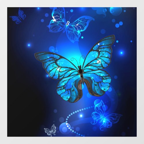 Morpho Butterfly in the Dark Background Window Cling