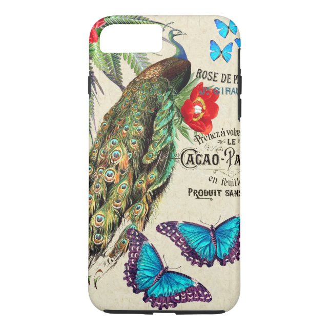 Morpho Butterfly Peacock Flowers Cacao Device Case (Back)
