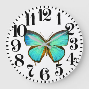 Morpho Butterfly Wildlife Big Number Wall Clock