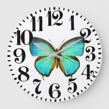 Morpho Butterfly Wildlife Big Number Wall Clock by farmer77 at Zazzle