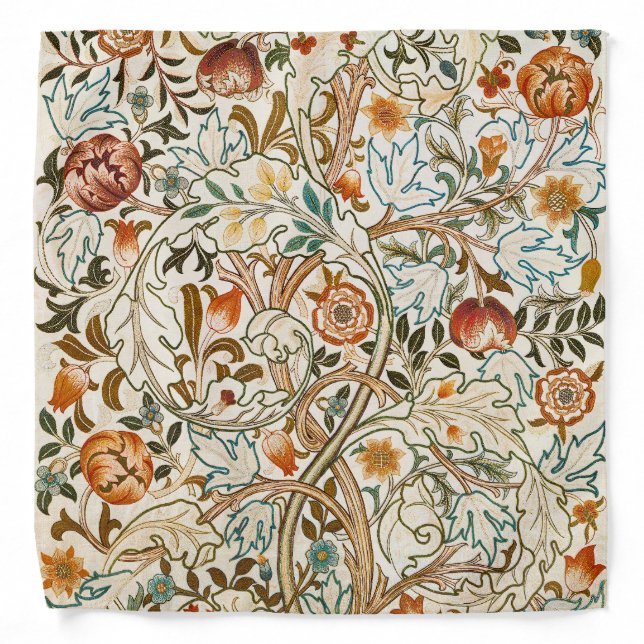  Morris Acanthus Floral Crewel Embroidery Pattern Bandana (Front)