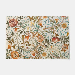 Morris Acanthus Floral Crewel Embroidery Pattern Doormat