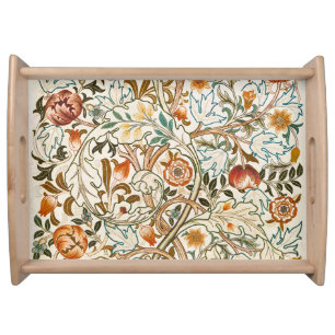 Morris Acanthus Floral Crewel Embroidery Pattern Serving Tray