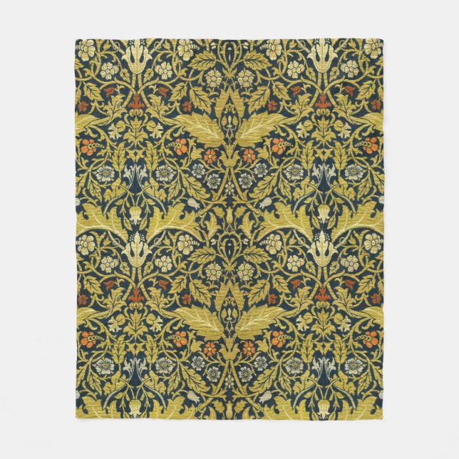 Morris Acanthus Leaves Twining Stem Flowers Carpet Fleece Blanket (Front)