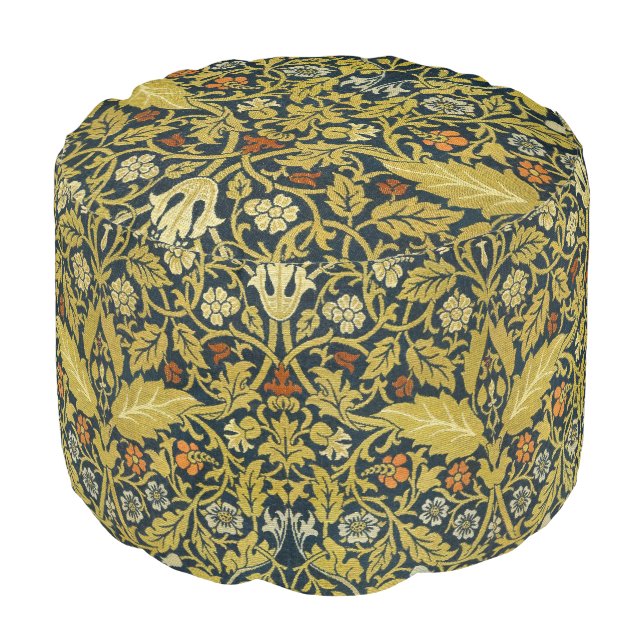 Morris Acanthus Leaves Twining Stem Flowers Carpet Pouf (Angled Front)