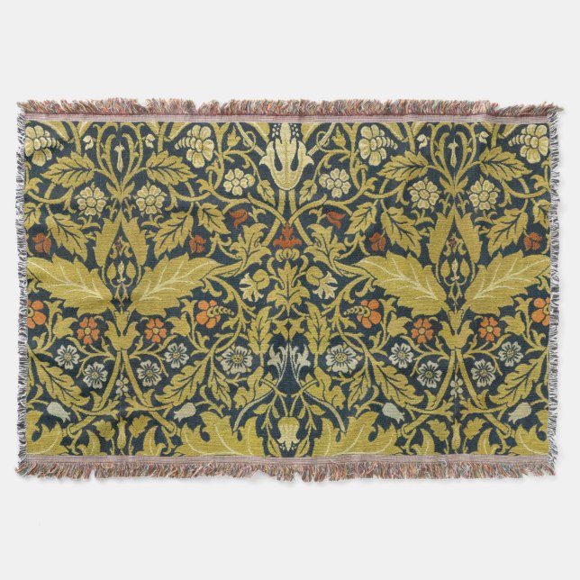 Morris Acanthus Leaves Twining Stem Flowers Carpet Throw Blanket (Front)