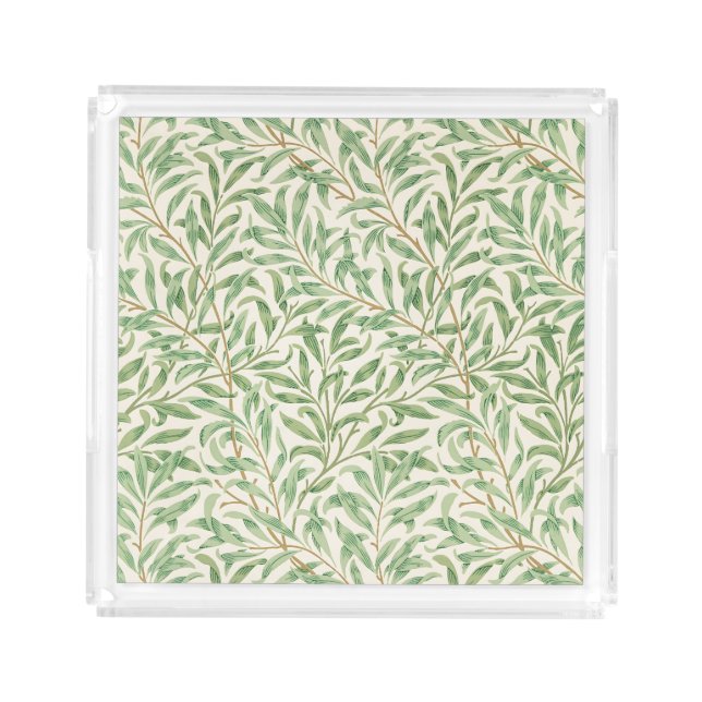 Morris - Antique willow leaves & Branches Pattern Acrylic Tray (Front)