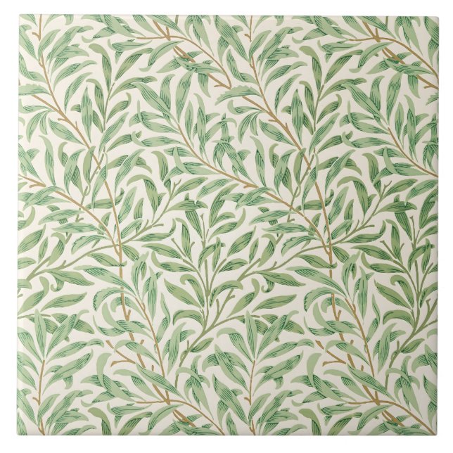 Morris - Antique willow leaves & Branches Pattern Ceramic Tile (Front)