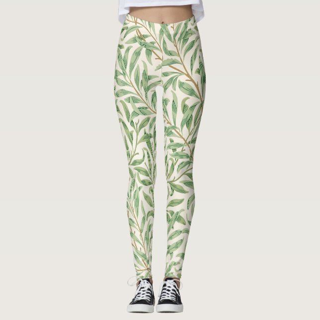 Morris - Antique willow leaves & Branches Pattern Leggings (Front)