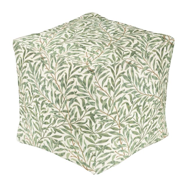 Morris - Antique willow leaves & Branches Pattern Pouf (Angled Front)