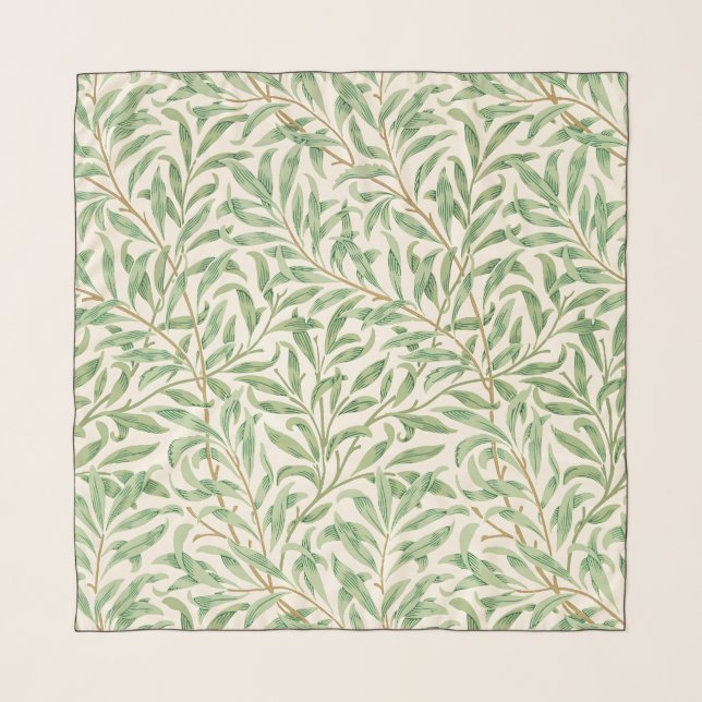 Morris - Antique willow leaves & Branches Pattern Scarf (Front)