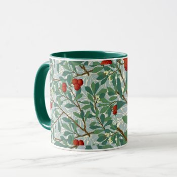 Morris -  Arbatus  Berry Red And Turquoise  Mug by Virginia5050 at Zazzle