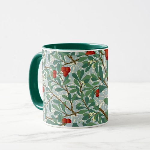 Morris _  Arbatus berry red and turquoise Mug