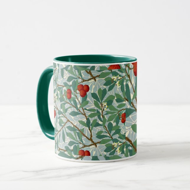 Morris -  Arbatus, berry red and turquoise, Mug (Front Left)